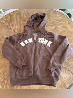 R.A.G. NEW YORK Brown Zip-Up Hoodie